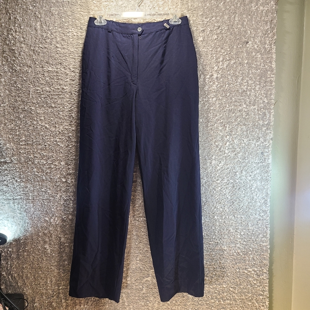 Vintage Fendi 365 Roma By Contir Women Wool Trousers Size 28 Blue Dress Pants